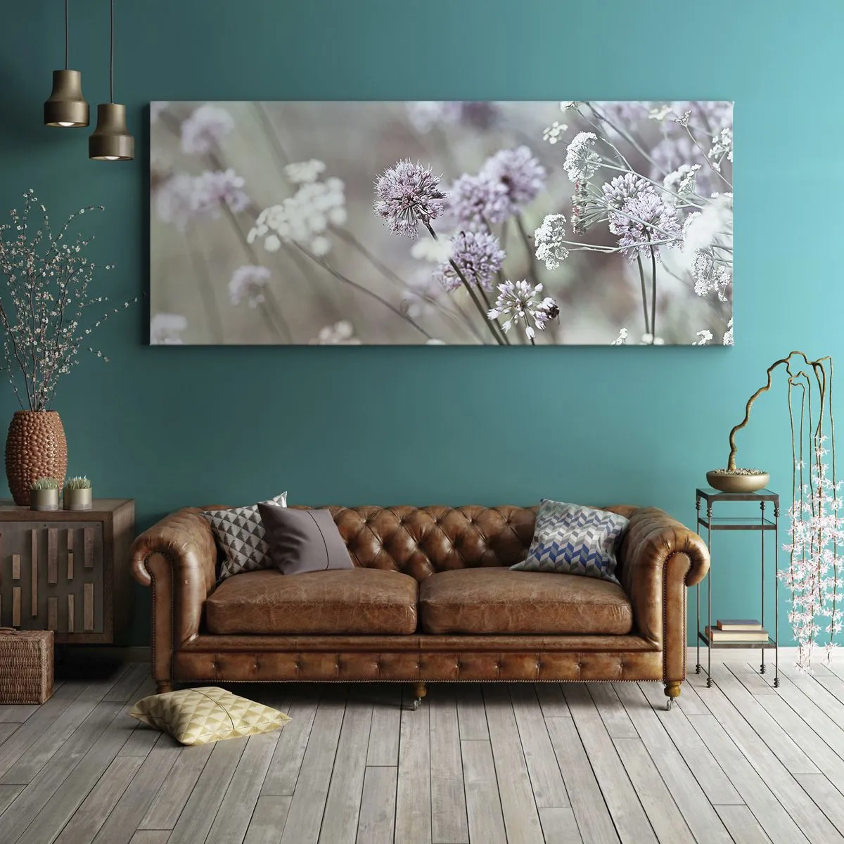 Quadro em tela - Doce delicadeza das ervas - 100x40 cm
