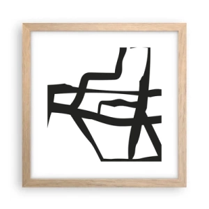 Pôster com moldura de carvalho claro - Projeto preto e branco - 30x30 cm