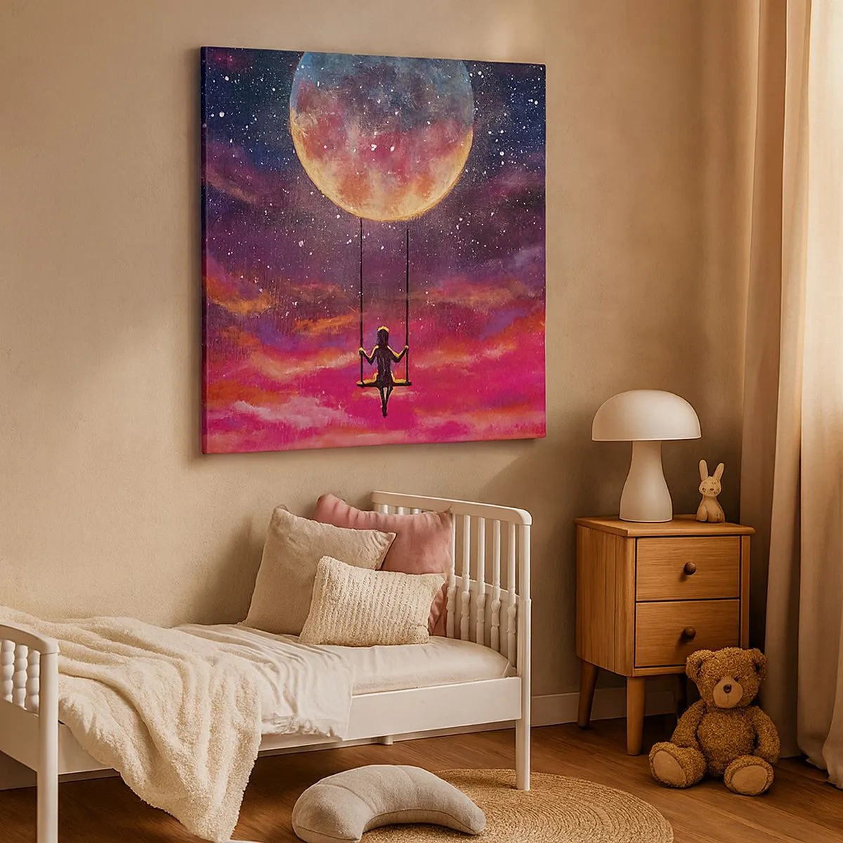 Quadro em tela - Balanço nas nuvens - 30x30 cm