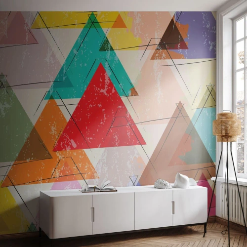 Papel de Parede Autocolante Deluxe Sticker - Três por três - Abstração, Pedaço, Triângulos - 100x70 cm