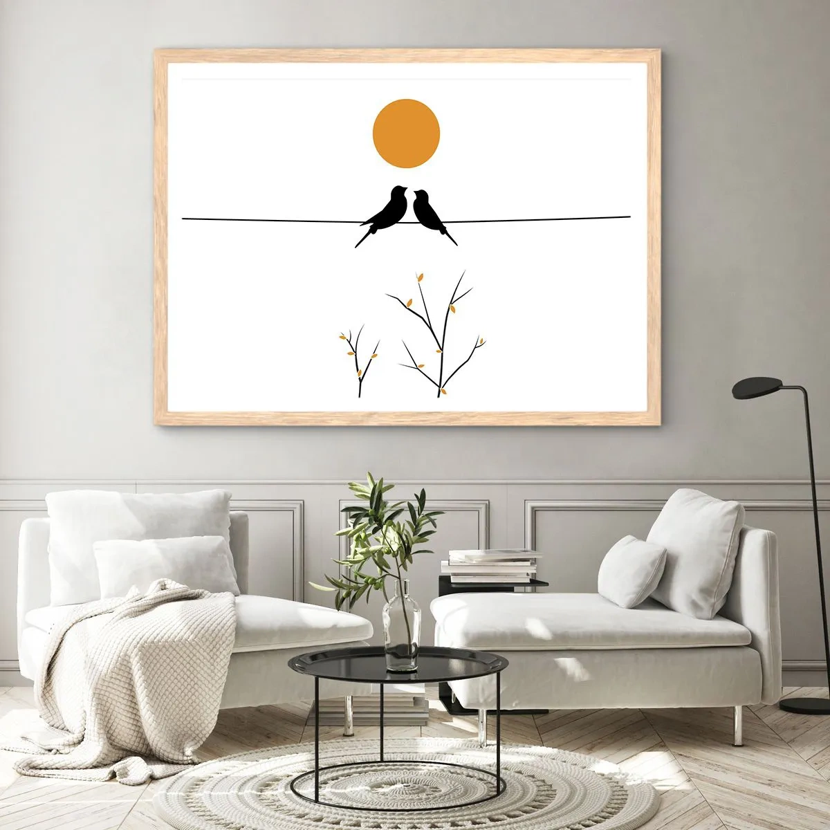 Pôster com moldura de carvalho claro - A noite dos rouxinóis - 40x30 cm