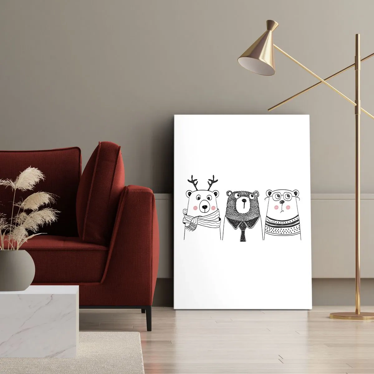 Quadro em tela - Urso, ursinho e ursão - 50x70 cm