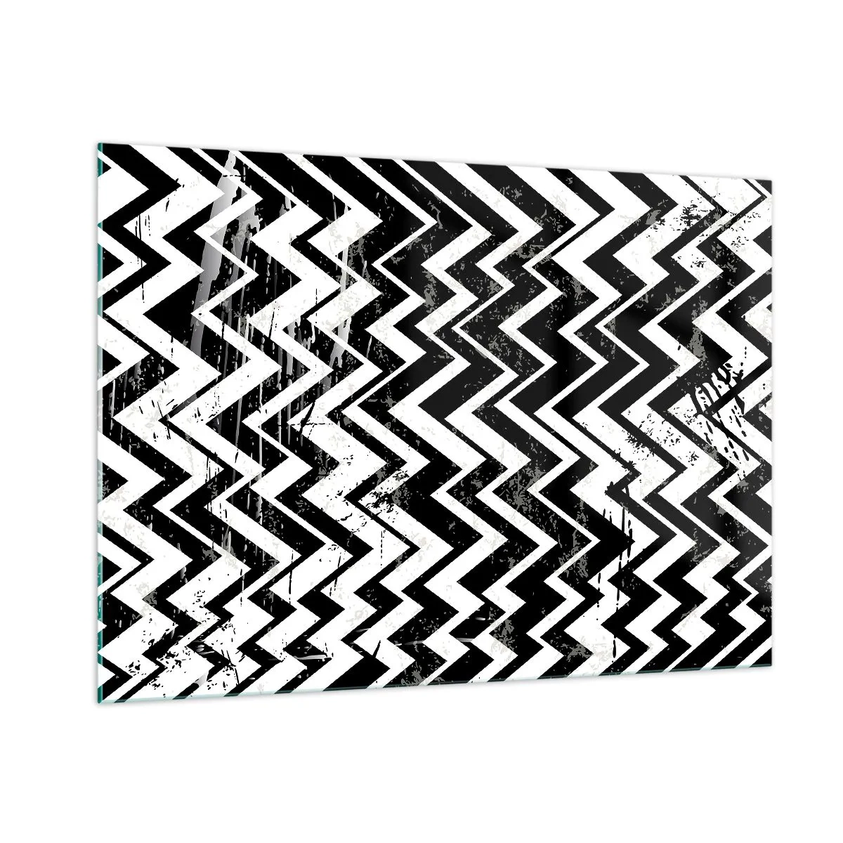 Quadro em vidro - Zig-branco, zag-preto - 100x70 cm