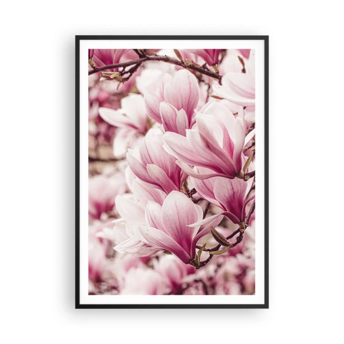 Pôster com moldura preta - A primavera é rosa - 70x100 cm