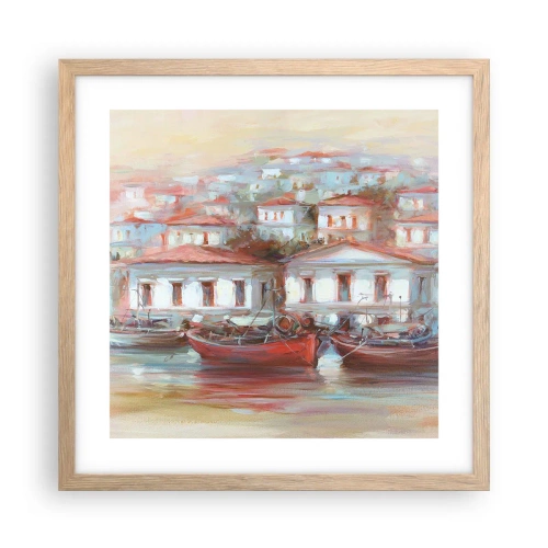 Pôster com moldura de carvalho claro - Cidade feliz - 40x40 cm