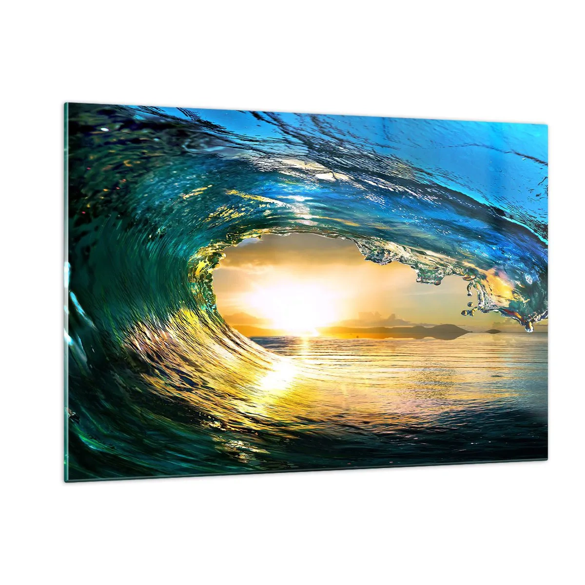 Quadro em vidro - Em cristal esmeralda dourado - 120x80 cm