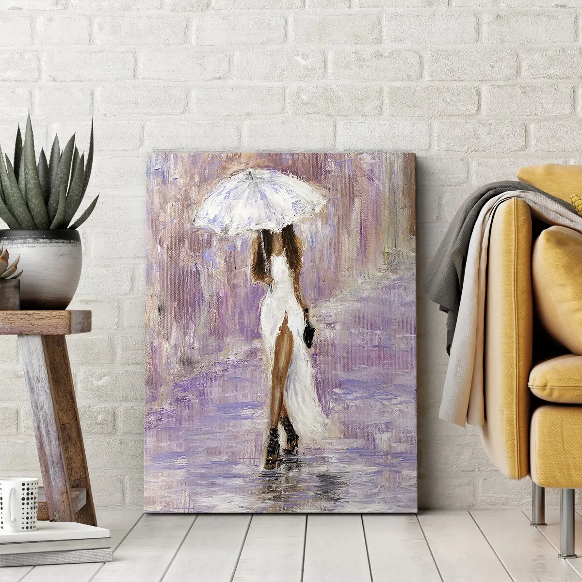 Quadro em tela - Na chuva lilás - 65x120 cm