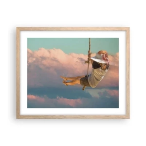 Pôster com moldura de carvalho claro - Diversão nas nuvens - 50x40 cm