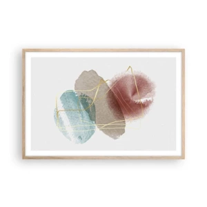 Pôster com moldura de carvalho claro - Corais espaciais - 91x61 cm