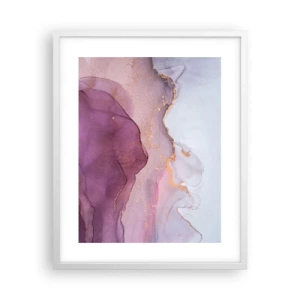 Pôster em moldura branca - Ondas de lilás e roxo - 40x50 cm