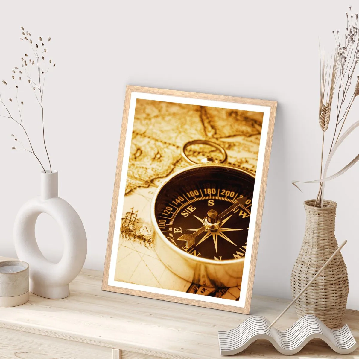 Pôster com moldura de carvalho claro - Oriente ou Ocidente? - 50x70 cm