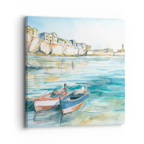 Quadro em tela - Paisagem em azul - 30x30 cm