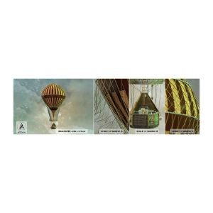 Amostra de papel de parede Premium Sand - Voos pioneiros - Balão, Voar, Nuvens - 100x30 cm