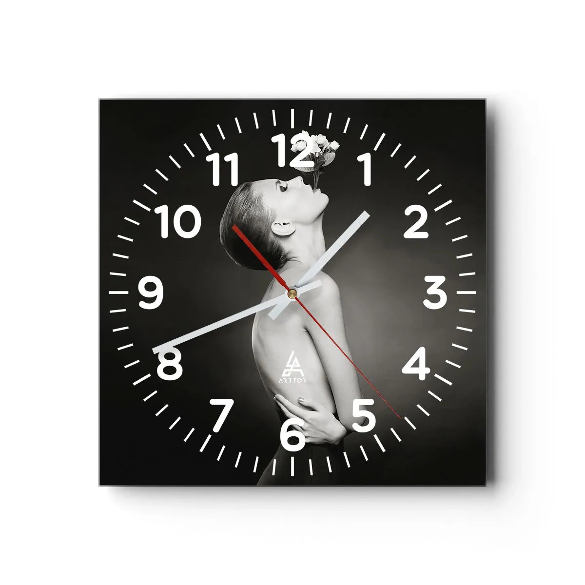 Relógio de parede - Relógio em vidro - Elegância excêntrica - 40x40 cm