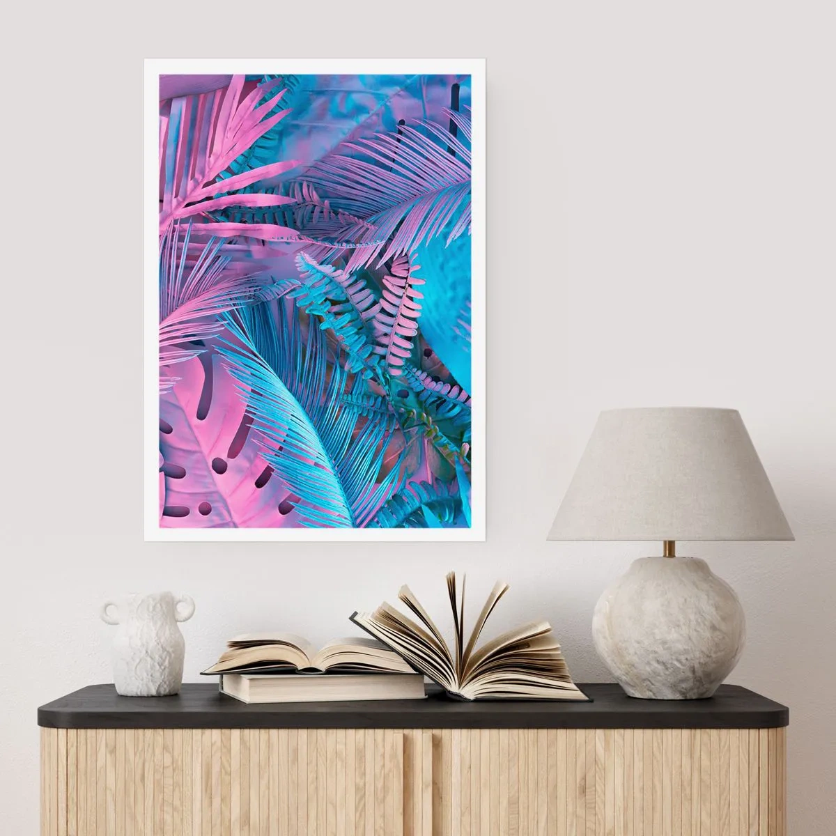 Pôster - Trópicos em rosa e azul - 70x100 cm