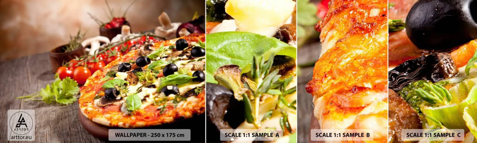 Amostra de Papel de Parede Standard Eco - Ingredientes telúricos - Gastronomia, pizza, Itália - 100x30 cm