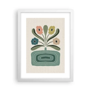 Pôster em moldura branca - Buquê simétrico - 30x40 cm