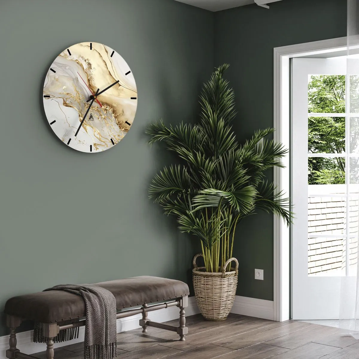 Relógio de parede - Relógio em vidro - Abstração: beleza e bondade - 40x40 cm