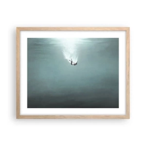 Pôster com moldura de carvalho claro - Nos braços do oceano - 50x40 cm