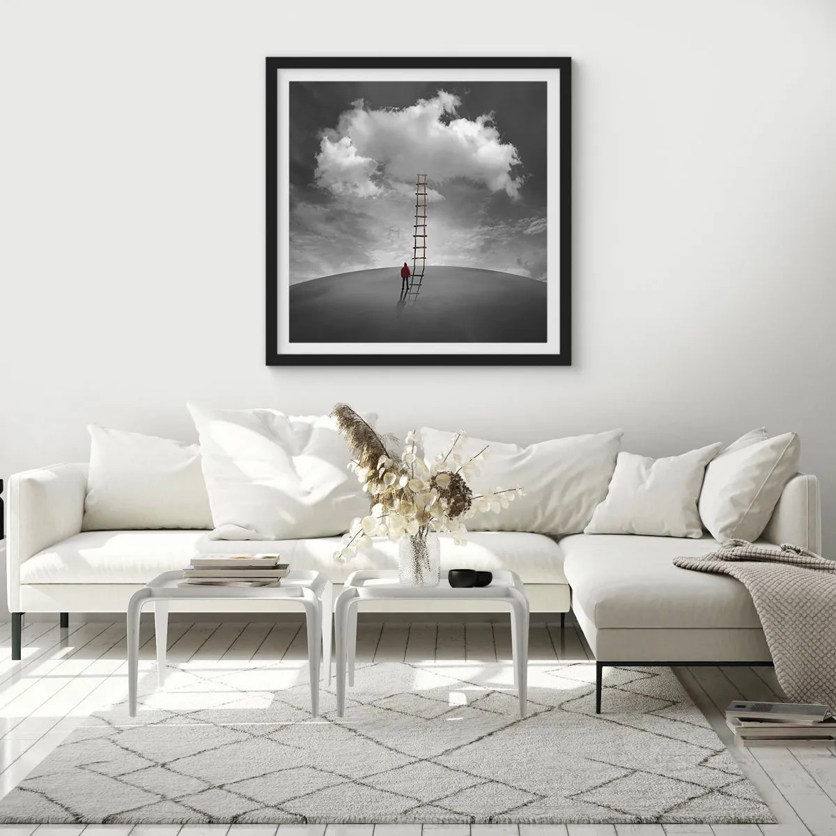 Pôster com moldura preta - Tudo é possível - 60x60 cm