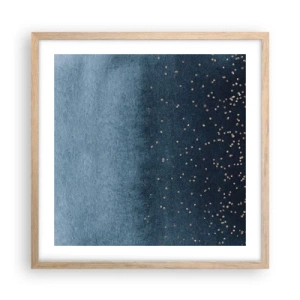 Pôster com moldura de carvalho claro - Composição – fases azuis - 50x50 cm