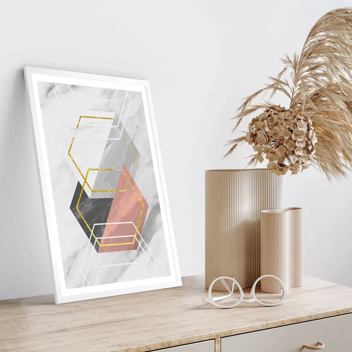 Pôster em moldura branca - Composição em cadeia - 40x50 cm