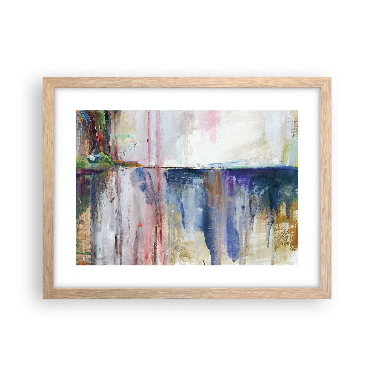 Pôster com moldura de carvalho claro - Impressões coloridas e associações - 40x30 cm