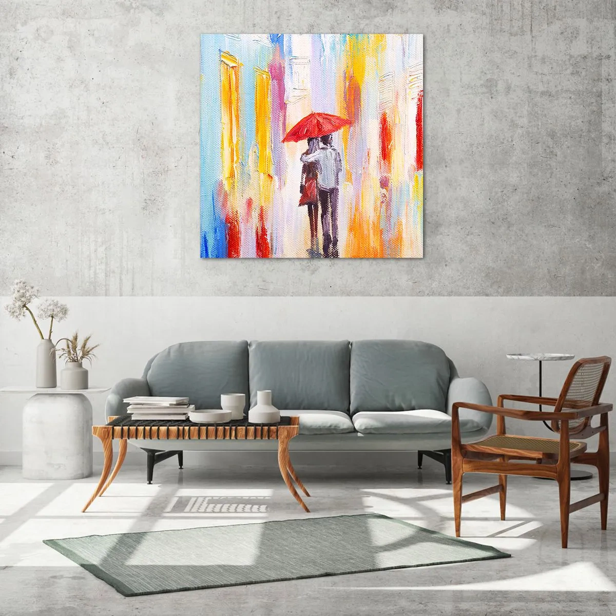 Quadro em vidro - Que continue a chover - 50x50 cm