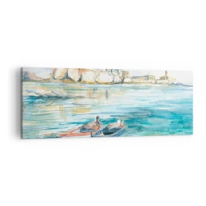 Quadro em tela - Paisagem em azul - 140x50 cm