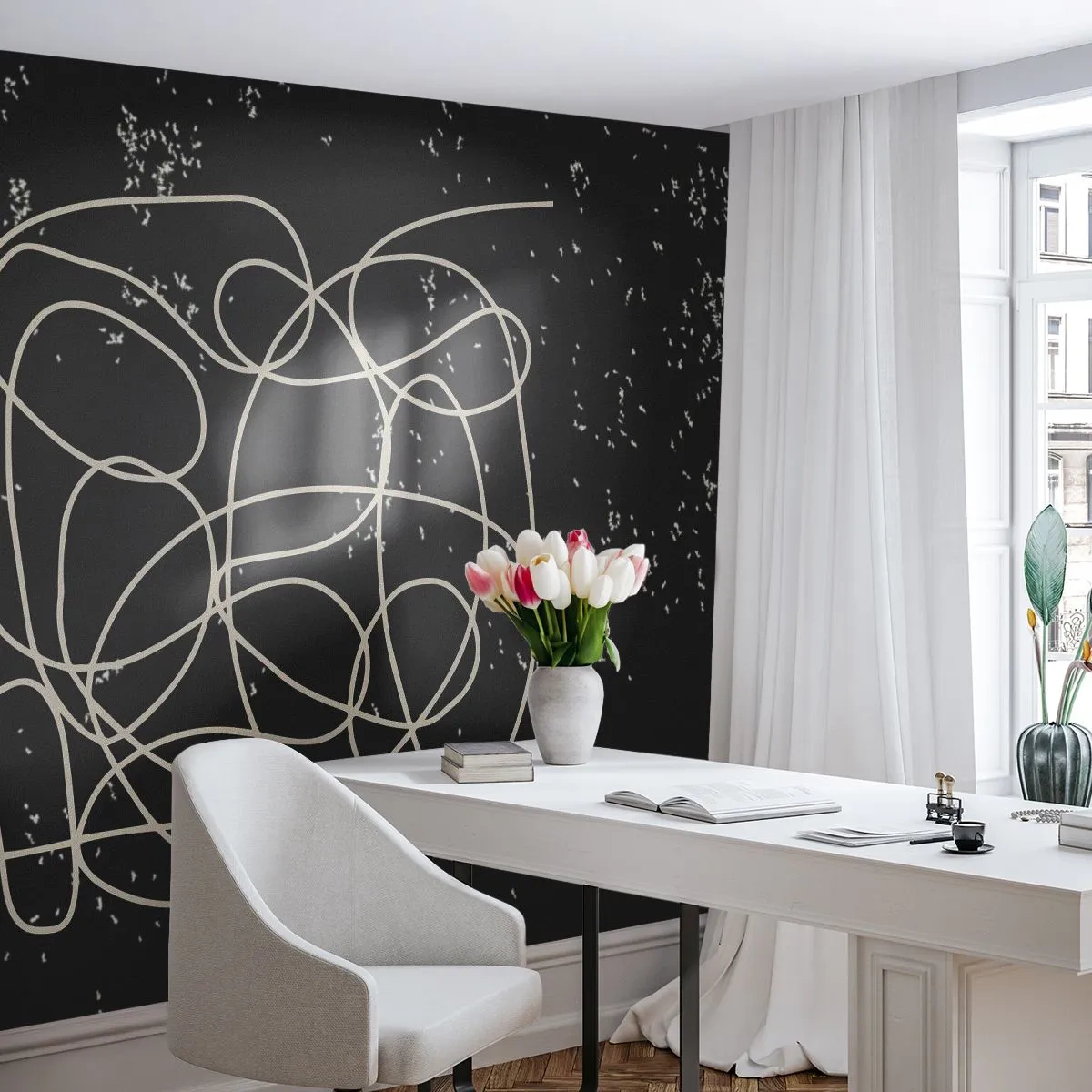 Papel de Parede Premium Sand - Pensamentos errantes - Abstração, Gráficos, Pedaço - 350x256 cm