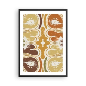 Pôster com moldura preta - Abstração simétrica em tons terrosos quentes - 50x70cm - Abstração sentimental - Decoração de parede moderna para a sala de estar e quarto ARTTOR