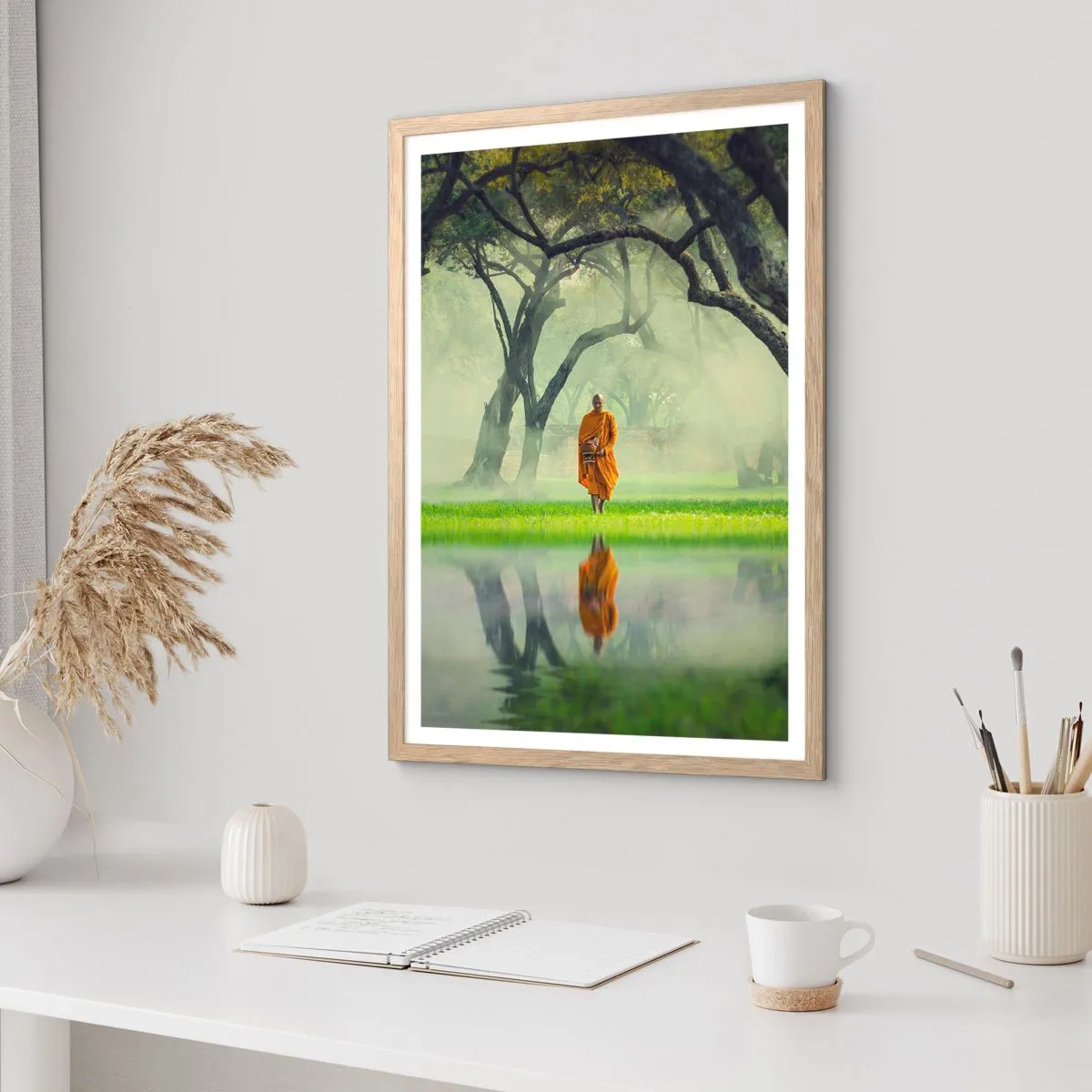 Pôster com moldura de carvalho claro - A caminho da iluminação - 30x40 cm