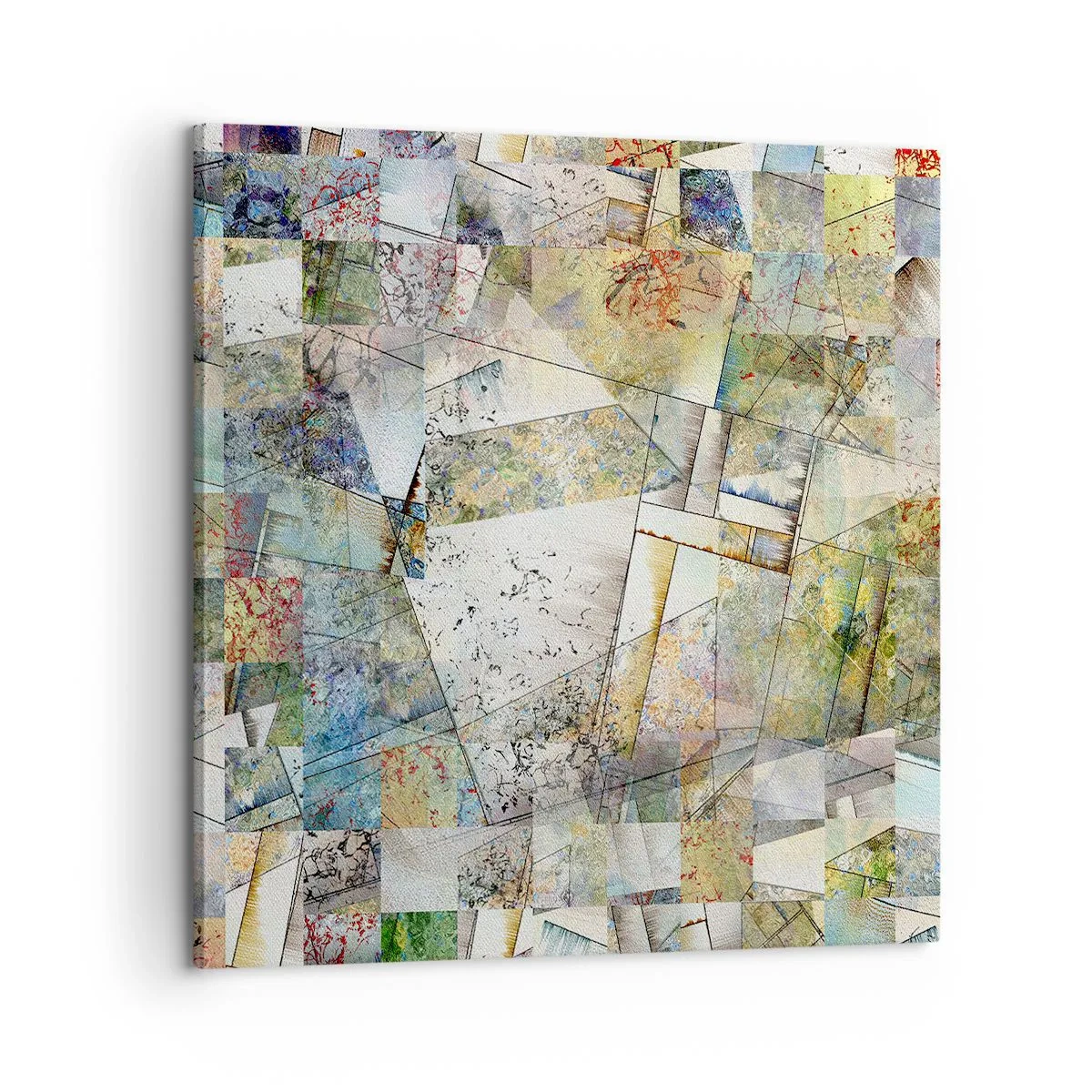 Quadro em tela - Embaralhamento geométrico - 60x60 cm