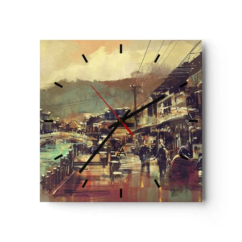 Relógio de parede - Relógio em vidro - A vida como uma riqueza cinzenta - 30x30 cm