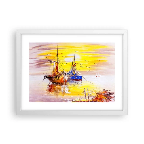 Pôster em moldura branca - Um merecido descanso no porto - 40x30 cm