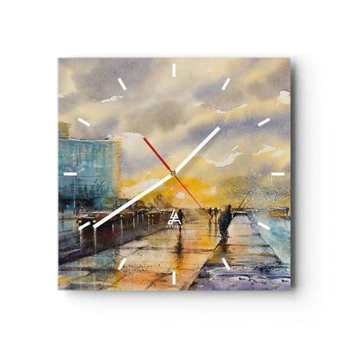 Relógio de parede - Relógio em vidro - A vida na costa - 40x40 cm