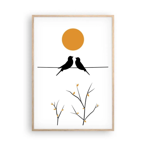 Pôster com moldura de carvalho claro - A noite dos rouxinóis - 70x100 cm