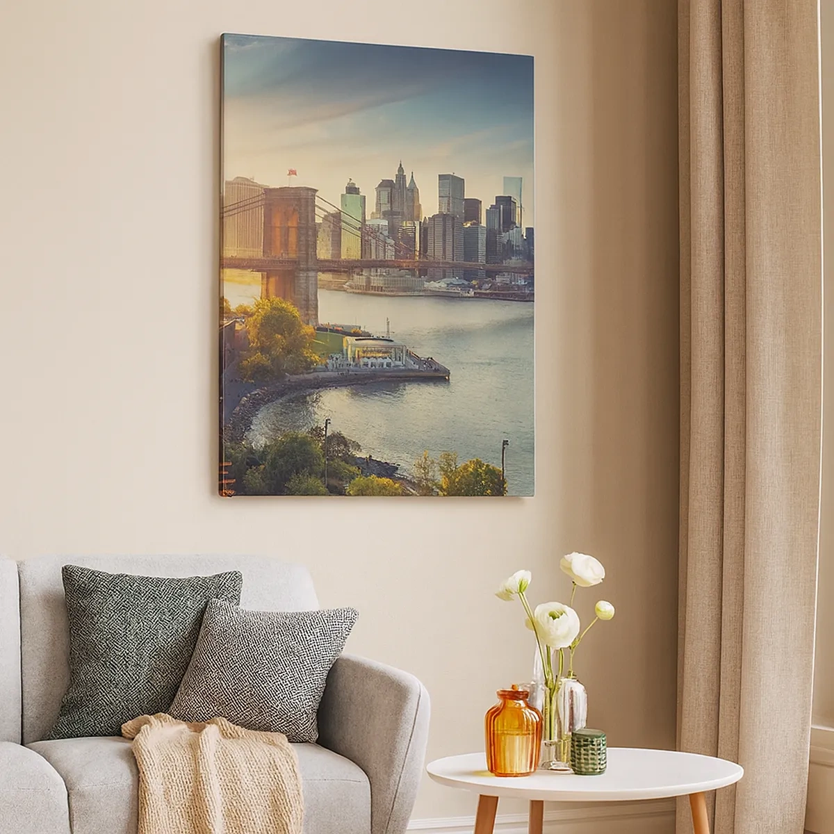 Quadro em tela - O amanhecer da cidade grande - 50x70 cm