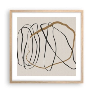 Pôster com moldura de carvalho claro - Composição – dança em loop - 50x50 cm