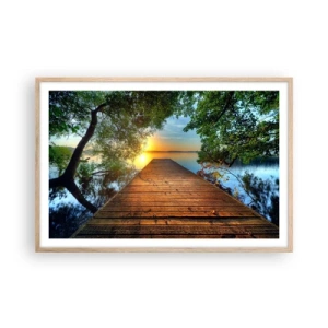 Pôster com moldura de carvalho claro - Tome o seu tempo, sente-se - 91x61 cm