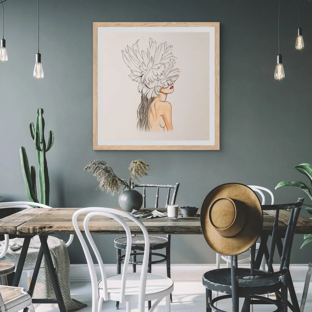 Pôster com moldura de carvalho claro - Beleza coroada - 60x60 cm