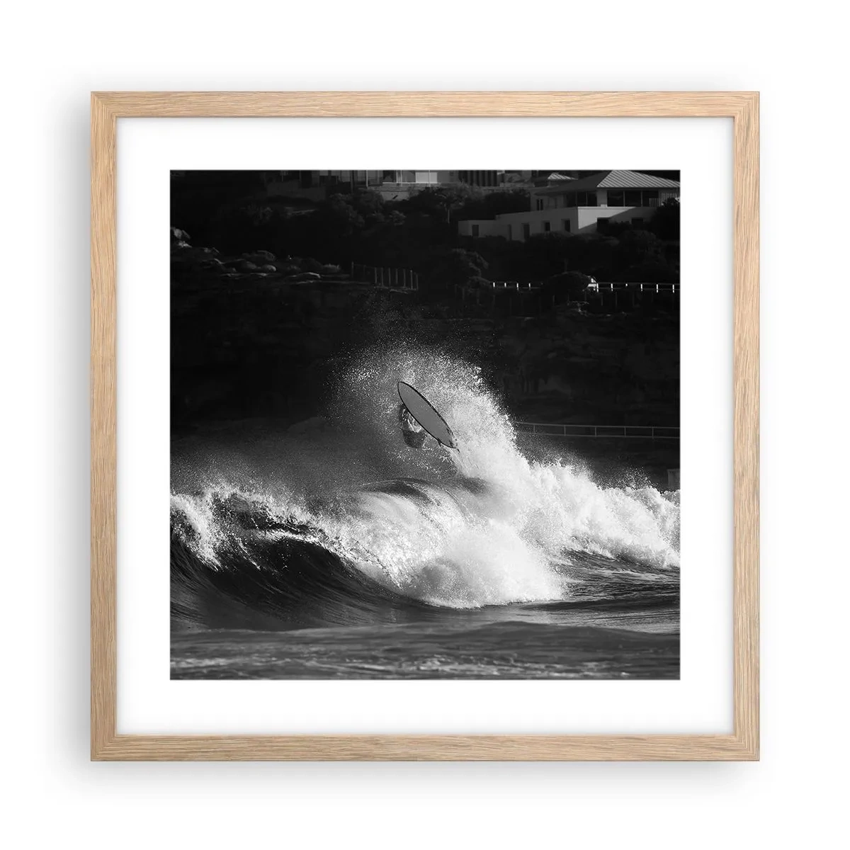 Pôster com moldura de carvalho claro - Desafio aceito! - 40x40 cm