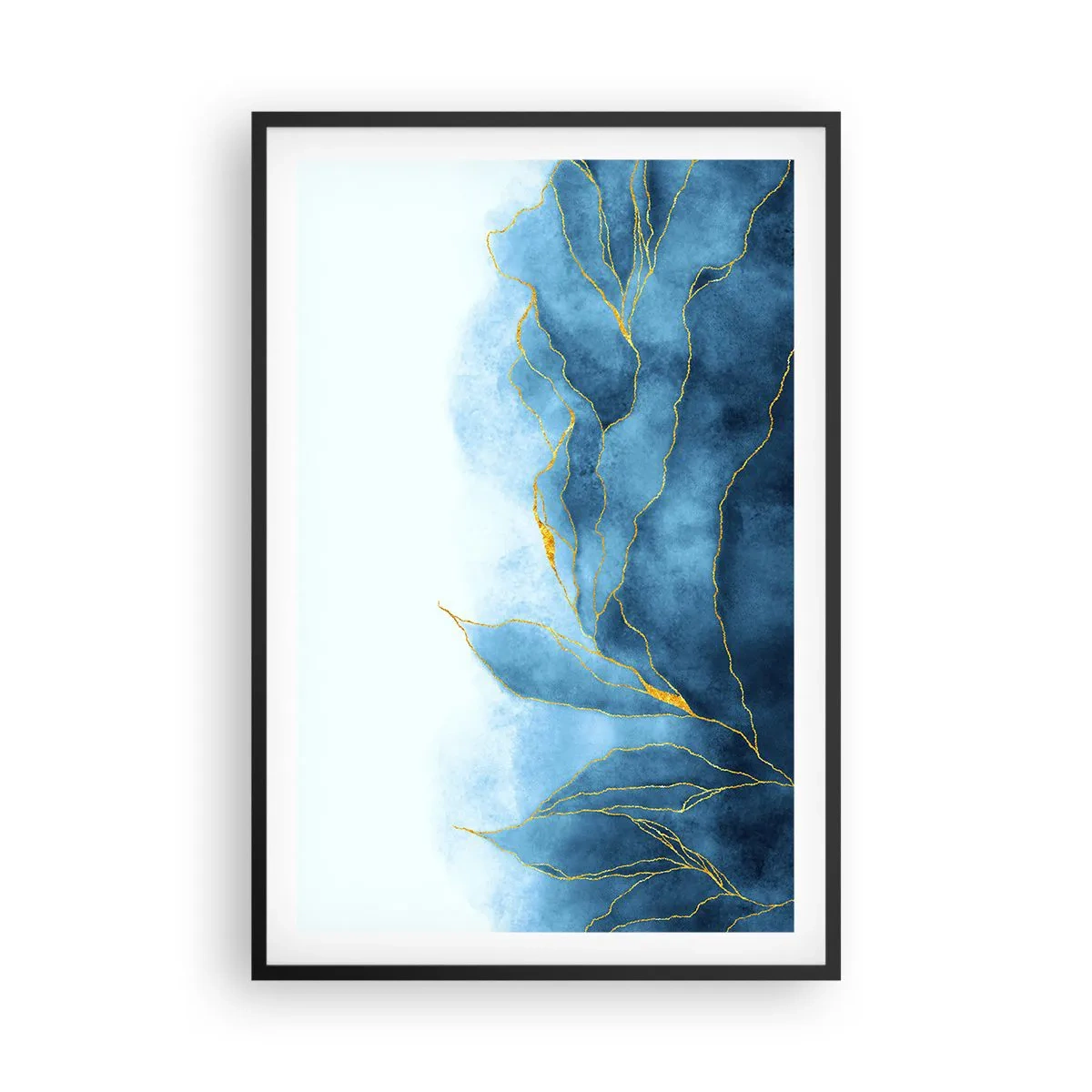 Pôster com moldura preta - Azul dourado - 61x91 cm