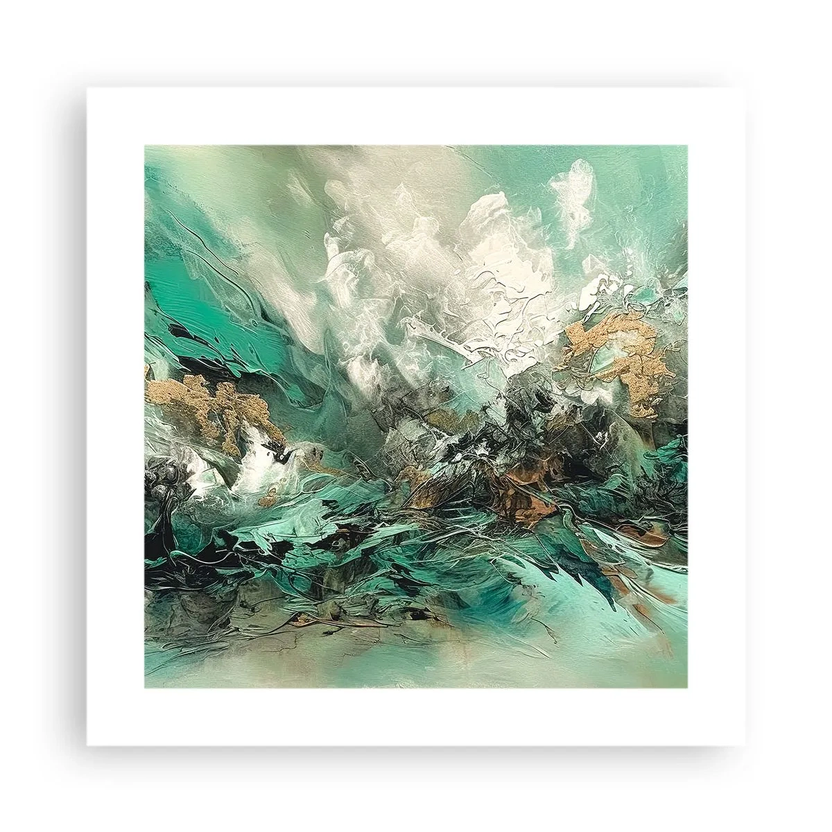 Pôster - Surf esmeralda e preto - 40x40 cm
