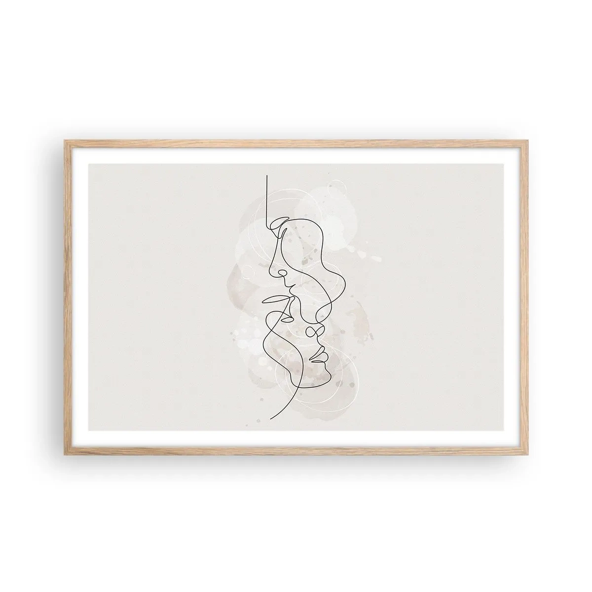 Pôster com moldura de carvalho claro - Emaranhados num abraço - 91x61 cm