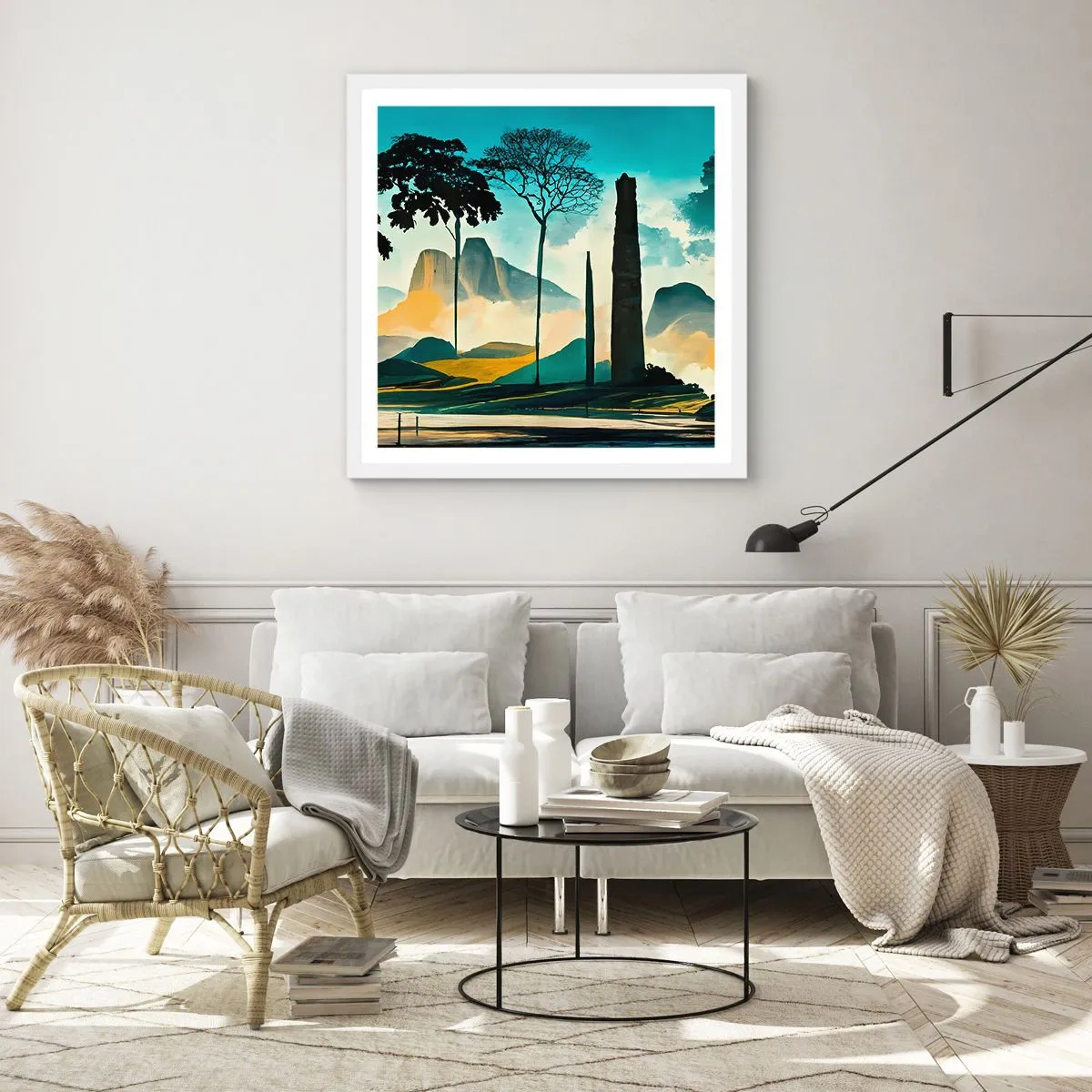 Pôster em moldura branca - Cada vez mais alto - 50x50 cm