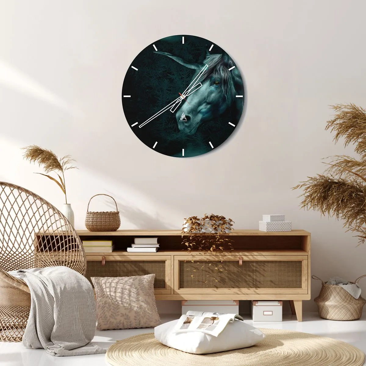 Relógio de parede - Relógio em vidro - Na floresta de conto de fadas - 40x40 cm