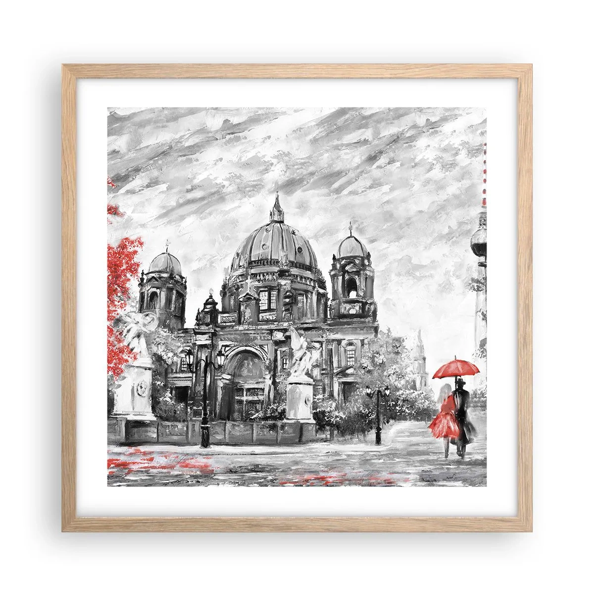 Pôster com moldura de carvalho claro - Reunião em Berlim - 50x50 cm