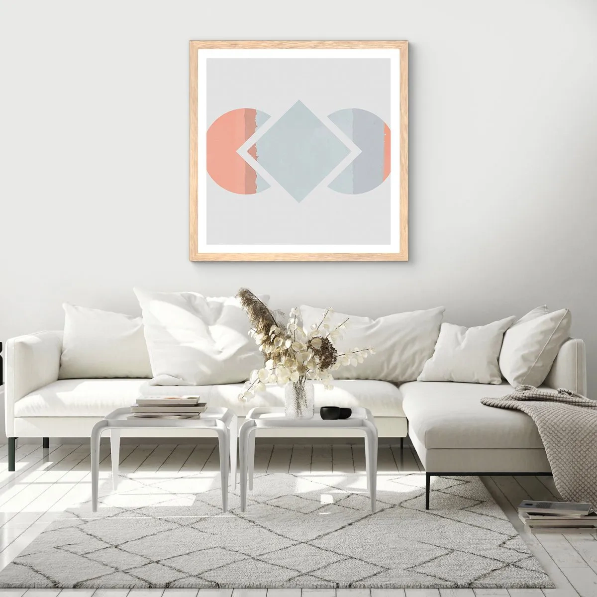 Pôster com moldura de carvalho claro - A situação é clara - 60x60 cm