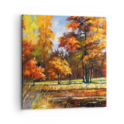 Quadro em tela - Paisagem em ouro e bronze - 70x70 cm